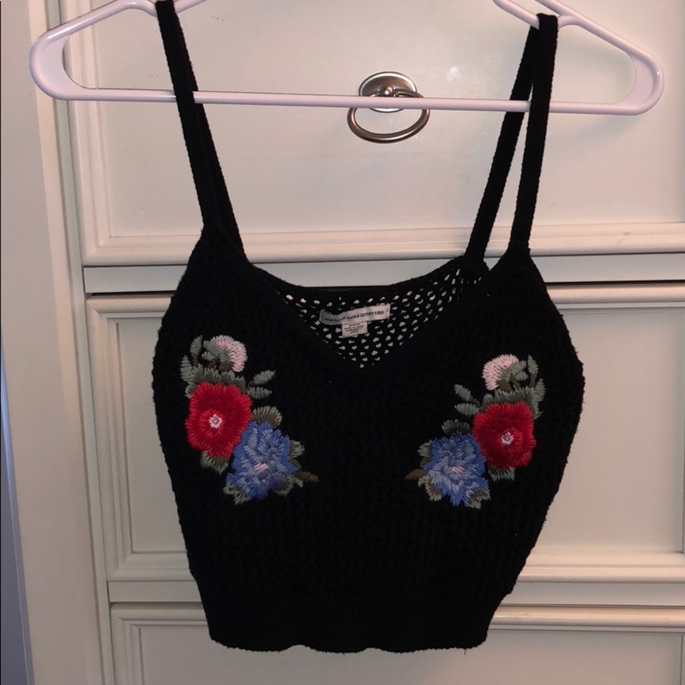 Knitted floral crop top